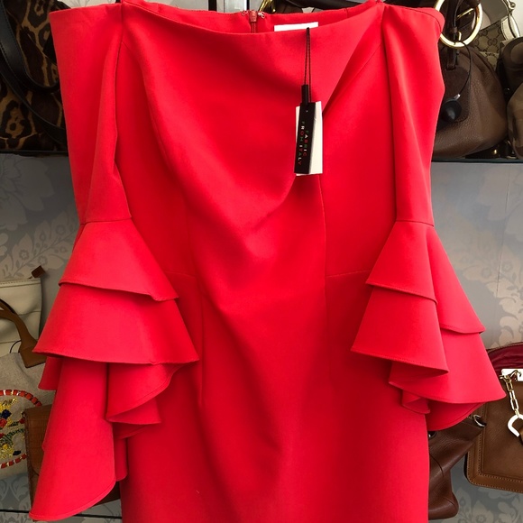 Milly Dresses & Skirts - MILLY Cherry Red Double Ruffle SELENA Dress